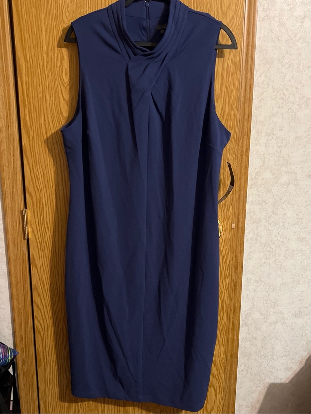RACHEL Sz 18w Rachel Roy Sleeveless Navy Twisted Cowl Shift Dress